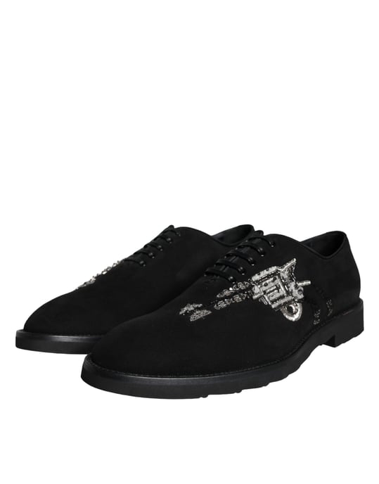 Dolce & Gabbana Schwarze Wildleder Sicilia Schnürformelle Schuhe - Image 3