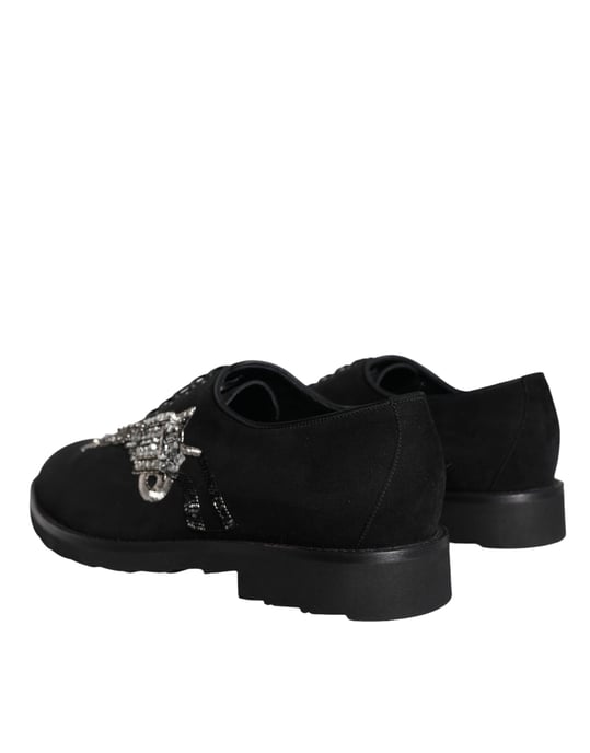 Dolce & Gabbana Schwarze Wildleder Sicilia Schnürformelle Schuhe - Image 4