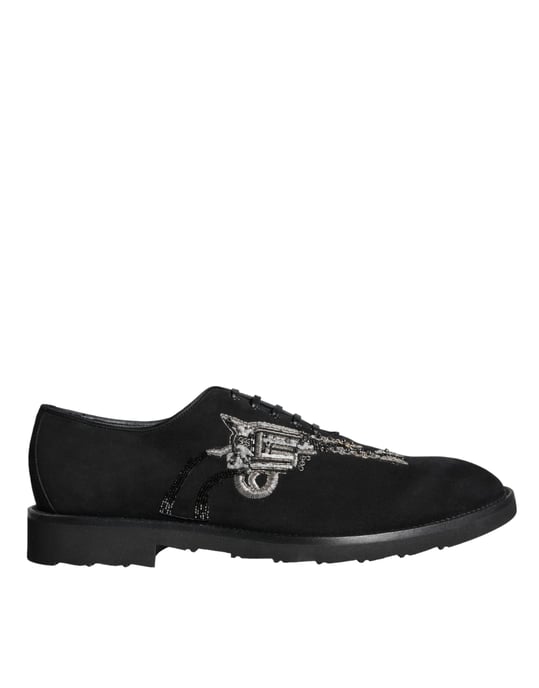Dolce & Gabbana Schwarze Wildleder Sicilia Schnürformelle Schuhe - Image 5