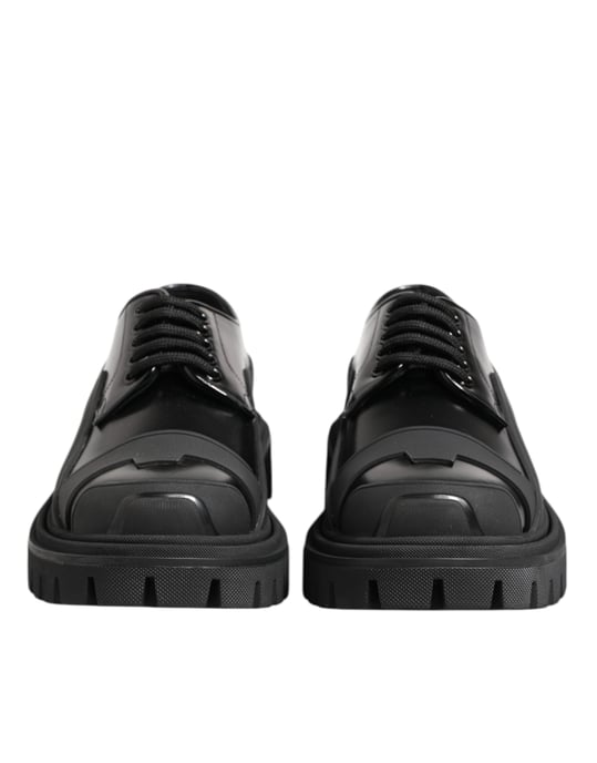 Dolce & Gabbana Schwarze Lackleder Trekking Derby Schuhe - Image 2