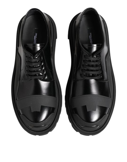 Dolce & Gabbana Schwarze Lackleder Trekking Derby Schuhe - Image 3