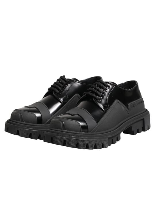 Dolce & Gabbana Schwarze Lackleder Trekking Derby Schuhe - Image 4