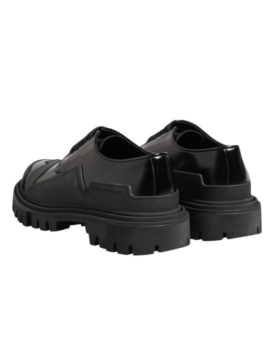 Dolce & Gabbana Schwarze Lackleder Trekking Derby Schuhe - Image 5