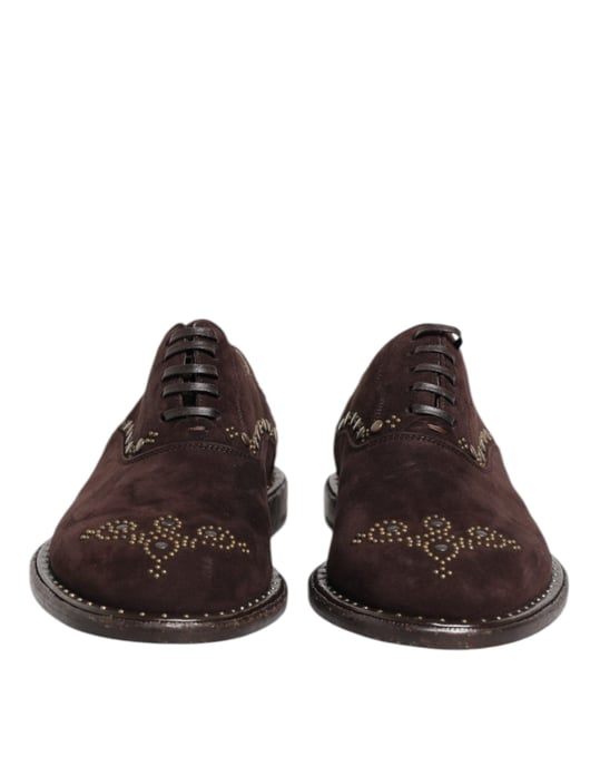 Dolce & Gabbana Braune Samt Schnür-Oxford-Schuhe - Image 2