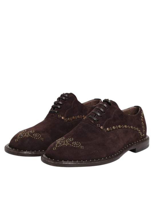 Dolce & Gabbana Braune Samt Schnür-Oxford-Schuhe - Image 4