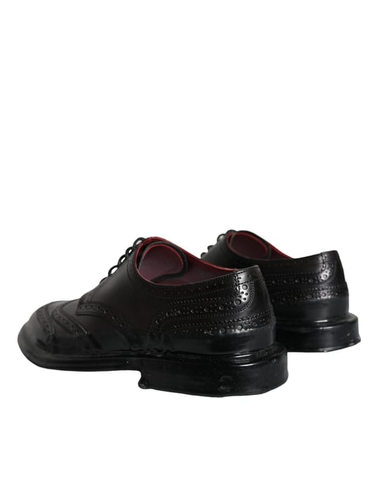 Dolce & Gabbana Schwarze Leder Oxford Wingtip Formelle Herrenschuhe - Image 4