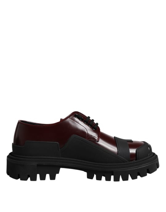 Dolce & Gabbana Rote Leder Schnür-Trekking-Dressschuhe - Image 1