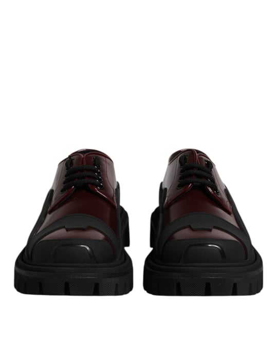 Dolce & Gabbana Rote Leder Schnür-Trekking-Dressschuhe - Image 2