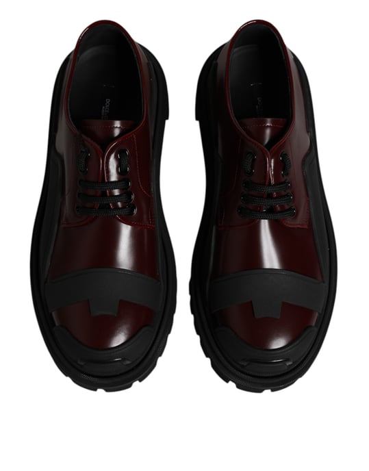 Dolce & Gabbana Rote Leder Schnür-Trekking-Dressschuhe - Image 3