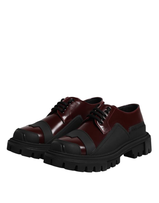Dolce & Gabbana Rote Leder Schnür-Trekking-Dressschuhe - Image 4