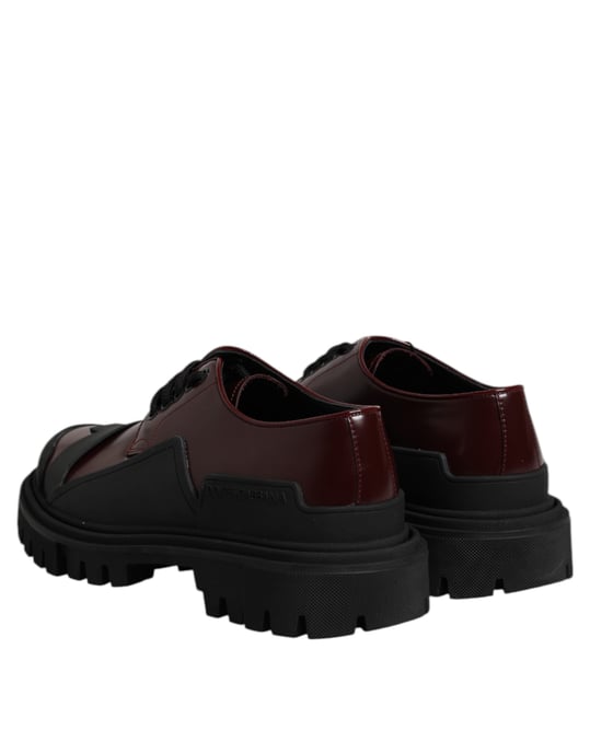 Dolce & Gabbana Rote Leder Schnür-Trekking-Dressschuhe - Image 5