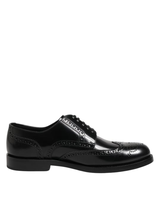 Dolce & Gabbana Schwarze Leder Derby Wingtip Halbschuhe - Image 1