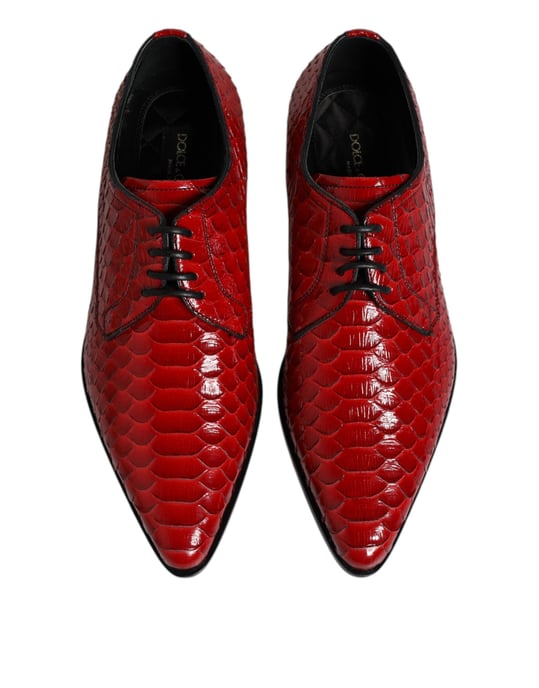 Dolce & Gabbana Rote Exotische Leder Schnür-Derby-Schuhe - Image 3
