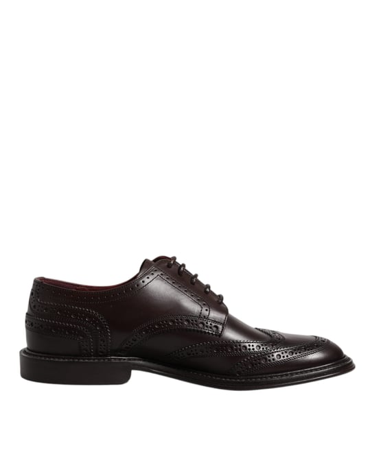 Dolce & Gabbana Braune Leder Derby-Wingtip Schnürschuhe für formelle Anlässe - Image 1
