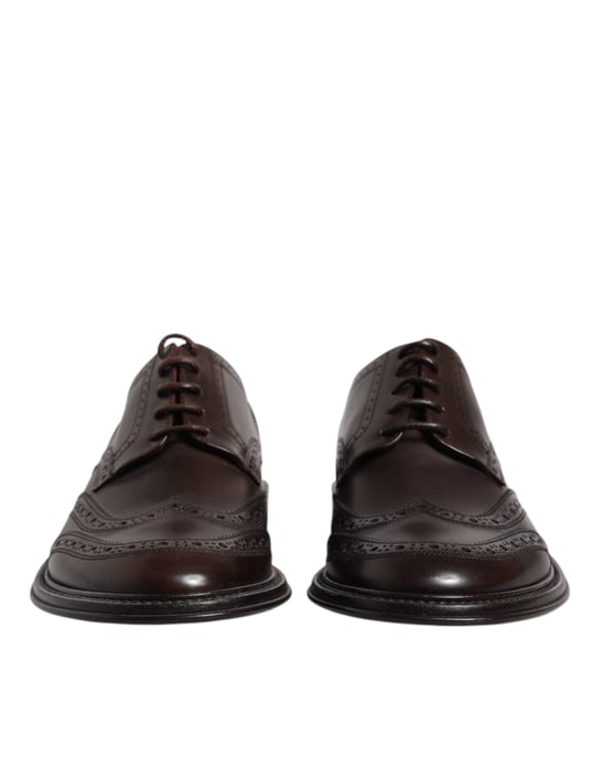 Dolce & Gabbana Braune Leder Derby-Wingtip Schnürschuhe für formelle Anlässe - Image 2