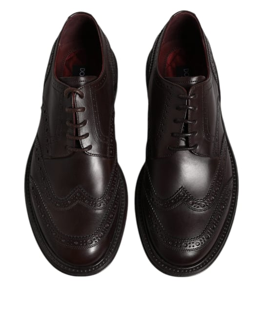 Dolce & Gabbana Braune Leder Derby-Wingtip Schnürschuhe für formelle Anlässe - Image 3