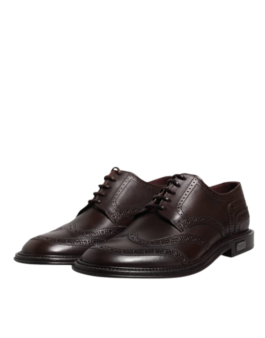 Dolce & Gabbana Braune Leder Derby-Wingtip Schnürschuhe für formelle Anlässe - Image 4