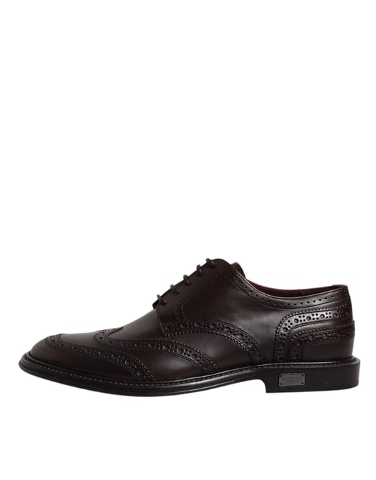 Dolce & Gabbana Braune Leder Derby-Wingtip Schnürschuhe für formelle Anlässe - Image 6