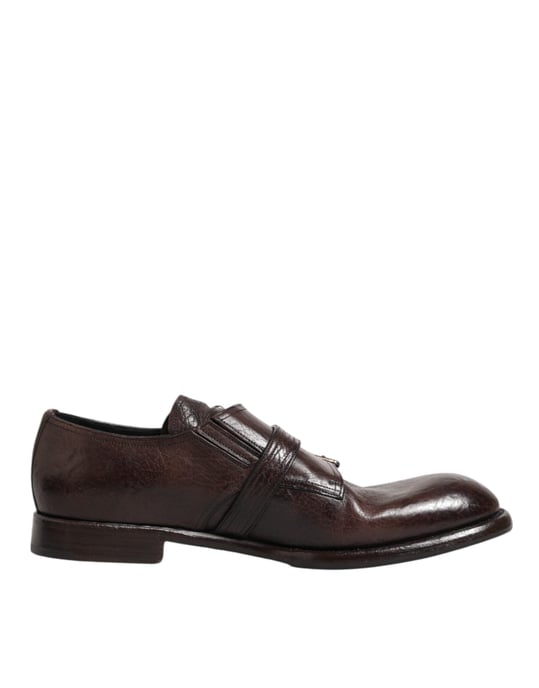 Dolce & Gabbana Braune Leder Monk Strap Formelle Derby Schuhe - Image 2