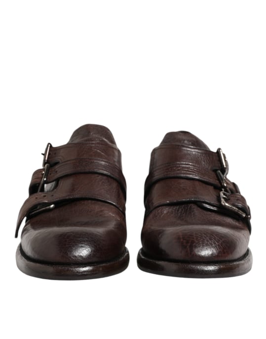 Dolce & Gabbana Braune Leder Monk Strap Formelle Derby Schuhe - Image 3
