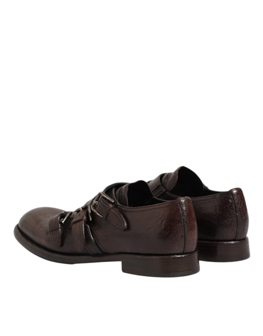 Dolce & Gabbana Braune Leder Monk Strap Formelle Derby Schuhe - Image 6
