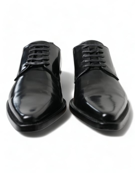 Dolce & Gabbana Schwarze Leder Schnürschuhe Flache Schuhe - Image 2
