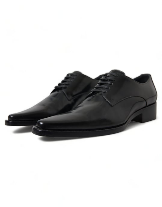 Dolce & Gabbana Schwarze Leder Schnürschuhe Flache Schuhe - Image 3