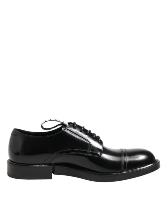 Dolce & Gabbana Schwarze Leder Kleid Schnürschuhe für Herren - Image 1