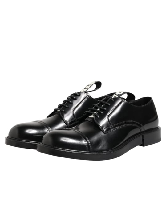 Dolce & Gabbana Schwarze Leder Kleid Schnürschuhe für Herren - Image 4