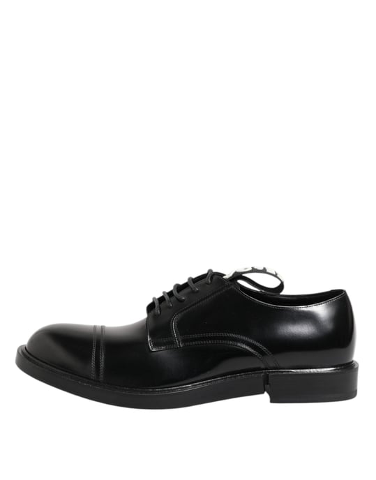 Dolce & Gabbana Schwarze Leder Kleid Schnürschuhe für Herren - Image 6