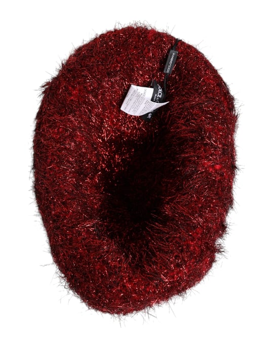 Dolce & Gabbana Roter Viskose-Glitter Bucket Hat mit breiter Krempe - Image 5