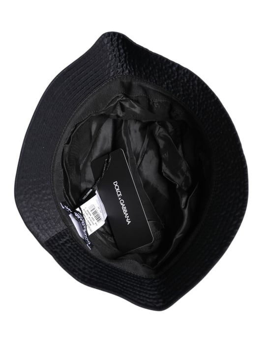 Dolce & Gabbana Schwarzer Baumwoll-Breitenrand Bucket Hat - Image 5
