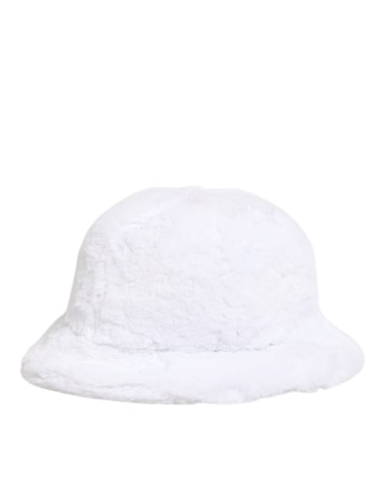 Dolce & Gabbana Weißer Modacryl Fleece Bucket Herren Hut - Image 3