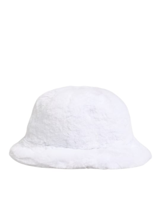 Dolce & Gabbana Weißer Modacryl Fleece Bucket Herren Hut - Image 4