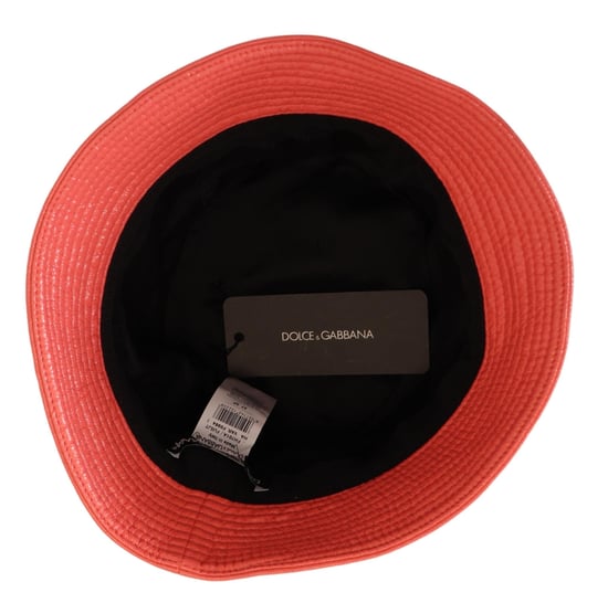 Dolce & Gabbana Pfirsich Stepp-Kunstleder Damen Bucket Cap Hut - Image 4