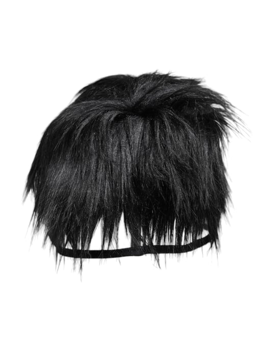 Dolce & Gabbana Schwarzer Kunstfell Bucket Hat - Image 3