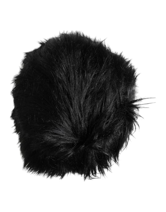 Dolce & Gabbana Schwarzer Kunstfell Bucket Hat - Image 4