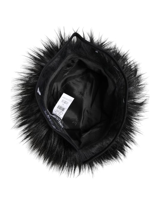 Dolce & Gabbana Schwarzer Kunstfell Bucket Hat - Image 6