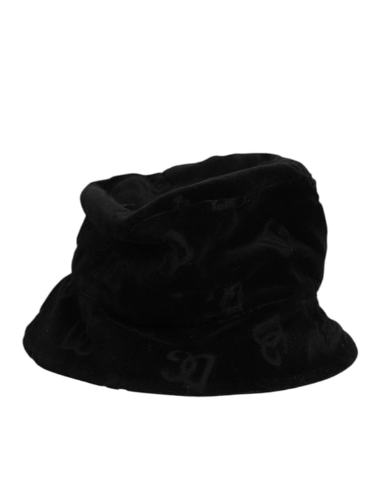 Dolce & Gabbana Schwarzer Baumwoll-Relief Bucket-Logo-Hut - Image 2