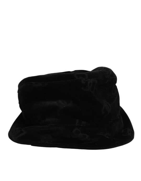 Dolce & Gabbana Schwarzer Baumwoll-Relief Bucket-Logo-Hut - Image 3