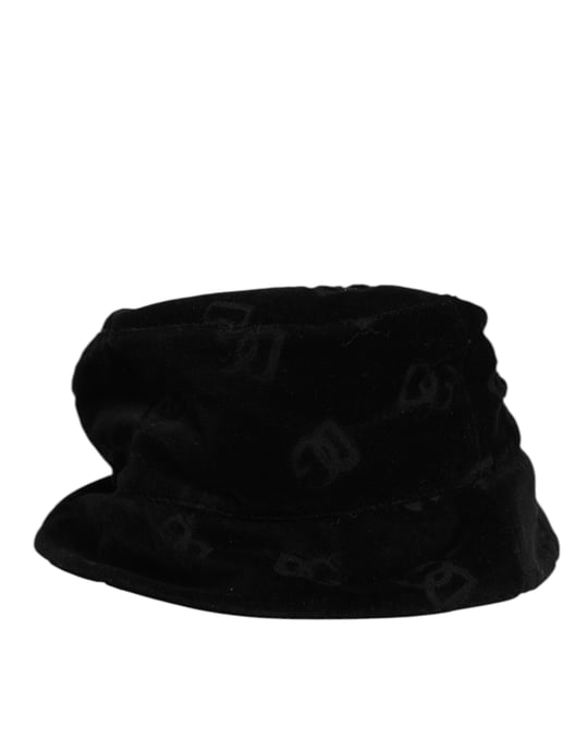 Dolce & Gabbana Schwarzer Baumwoll-Relief Bucket-Logo-Hut - Image 4