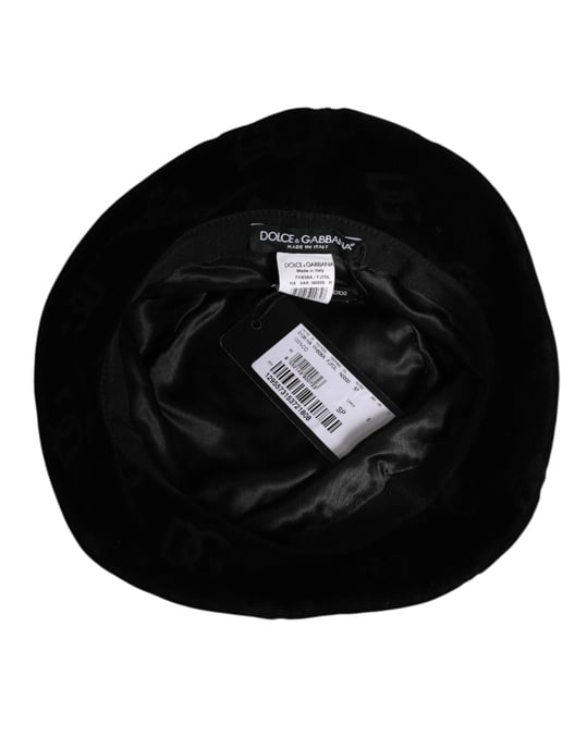 Dolce & Gabbana Schwarzer Baumwoll-Relief Bucket-Logo-Hut - Image 5