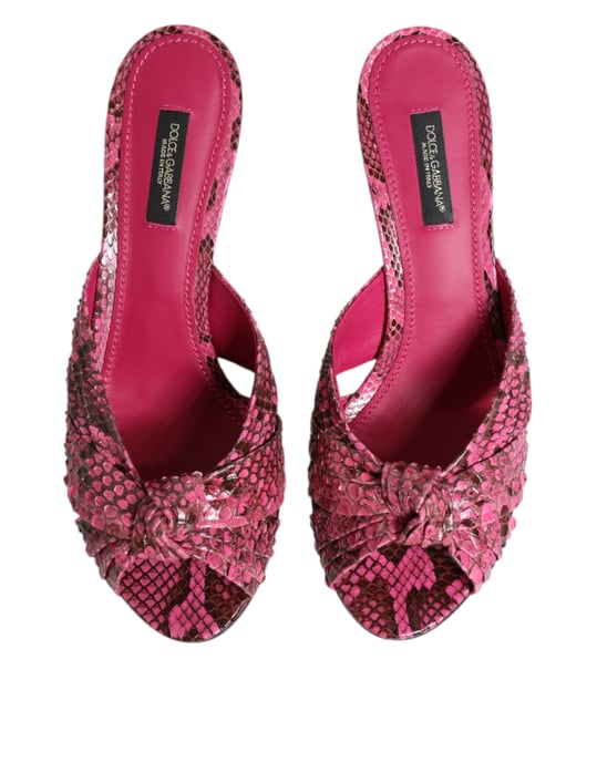 Dolce & Gabbana Pinke Leder Absatz-Sandalen Schuhe - Image 3