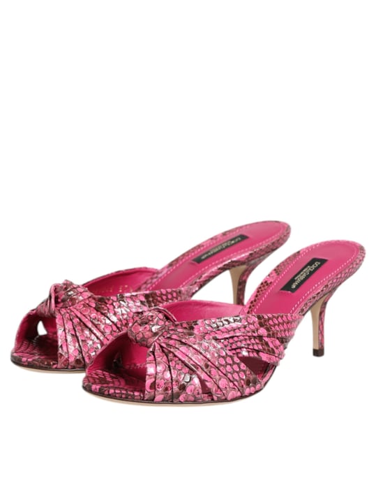 Dolce & Gabbana Pinke Leder Absatz-Sandalen Schuhe - Image 4