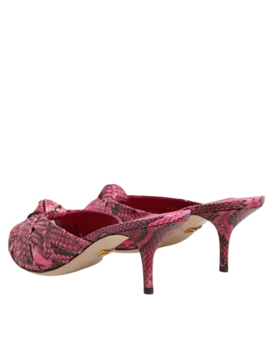 Dolce & Gabbana Pinke Leder Absatz-Sandalen Schuhe - Image 5