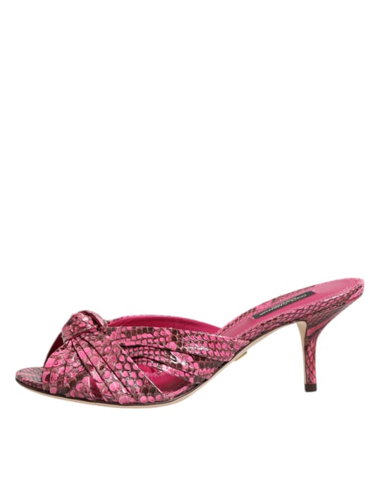 Dolce & Gabbana Pinke Leder Absatz-Sandalen Schuhe - Image 6