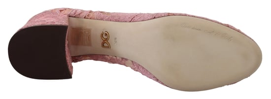 Dolce & Gabbana Pink Taormina Spitzen-Kristall-High Heels Pastell-Schuhe - Image 5