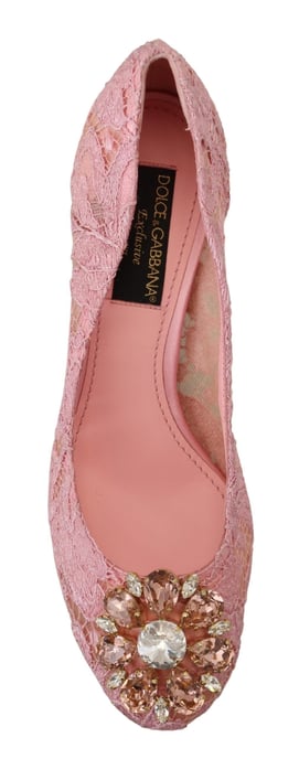 Dolce & Gabbana Pink Taormina Spitzen-Kristall-High Heels Pastell-Schuhe - Image 6