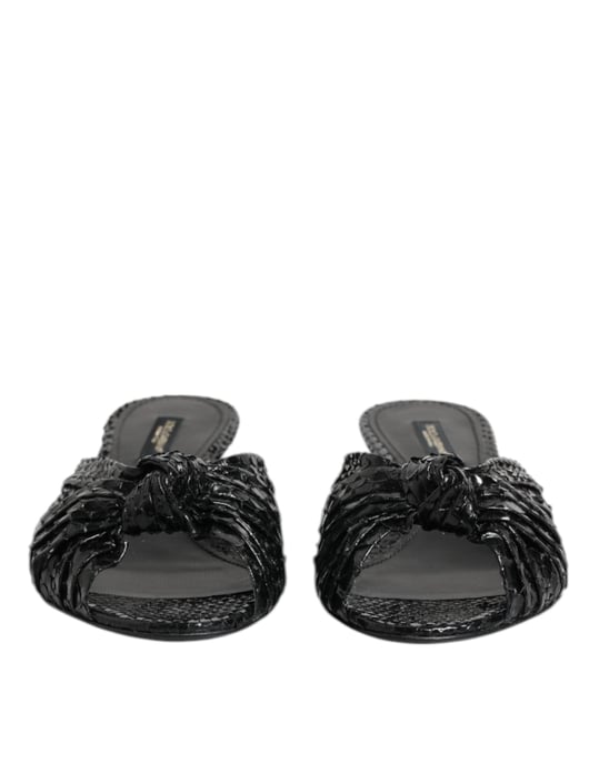 Dolce & Gabbana schwarze Leder Heels Riemchensandalen Schuhe - Image 2