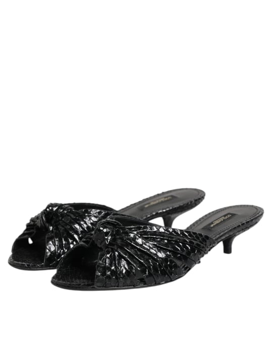 Dolce & Gabbana schwarze Leder Heels Riemchensandalen Schuhe - Image 4